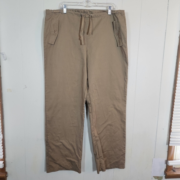 PrettyLittleThing Womens Drawstring Wide Leg Baggy Khaki Cargos Size 10 - Picture 1 of 16